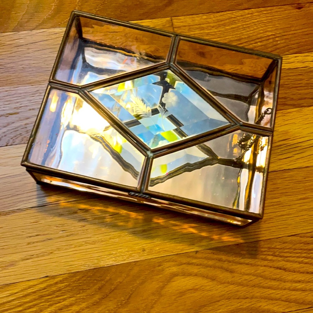 Beautiful Vintage Glass & Brass Box